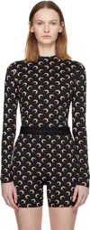 Marine Serre Black Stretch Jersey Moon Top In Black