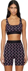 Marine Serre Black Recycled Moon Jersey Sport Bra In Multi