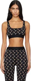 Marine Serre Black Recycled Moon Jersey Sport Bra In Brown