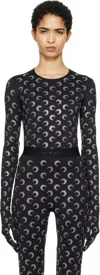 Marine Serre Black Recycled Moon Strass Jersey Ss Crewneck Top In Bk95 Black Strass