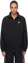 Marine Serre Black Recycled Nylon Track Jacket In Bk99 Black