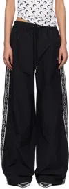 Marine Serre Black Recycled Nylon Track Pants In Bk99 Black