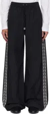 Marine Serre Black Recycled Nylon Track Sweatpants In Bk99 Black