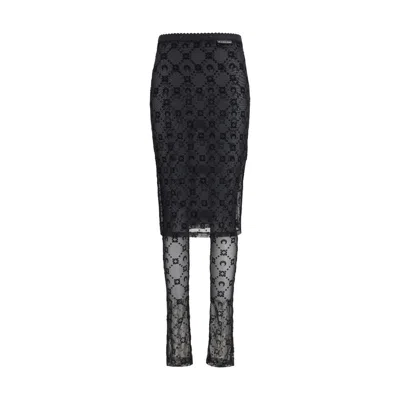 Marine Serre Black Recycled Polyamide Midi Skirt