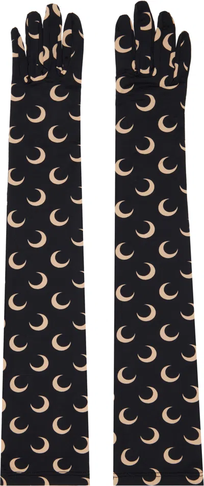 MARINE SERRE BLACK REGENERATED ALL OVER MOON GLOVES