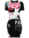 MARINE SERRE BLACK REGENERATED GRAPHIC T-SHIRT DRESS