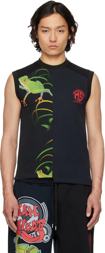 Marine Serre Black Regenerated Graphic T-shirts Tank Top In Bk99 Black