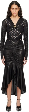 MARINE SERRE BLACK REGENERATED MIDI DRESS