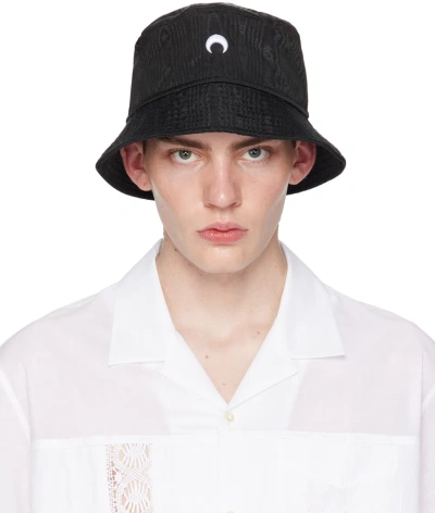 Marine Serre Black Regenerated Moire Bucket Hat In Bk99 Black