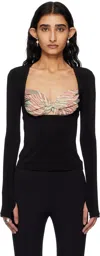 Marine Serre Black Regenerated Silk Scarves Draped Top In Mu00 Multicolor