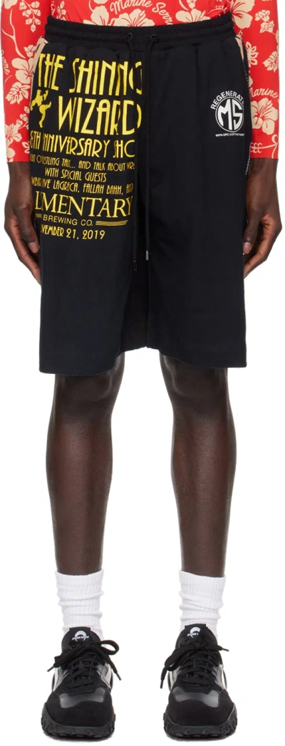 Marine Serre Black Regenerated T-shirt Shorts In Bk99 Black