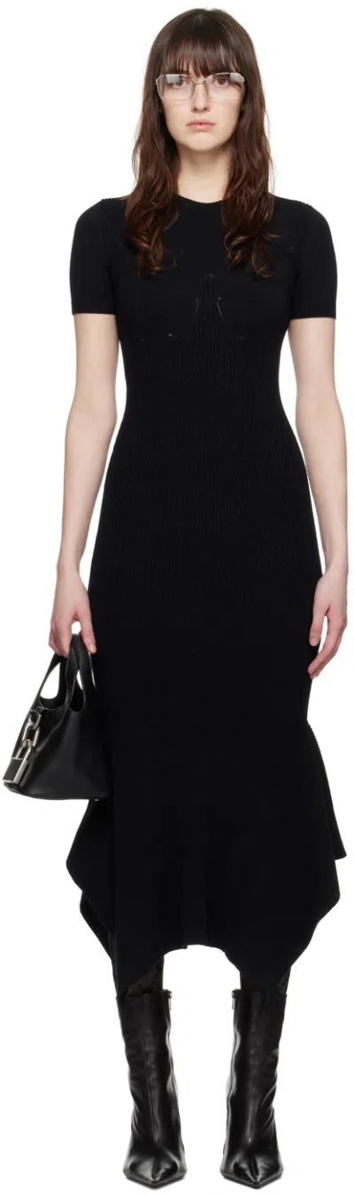 Marine Serre Black Ribbed Maxi Dress