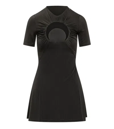 Marine Serre Black Round Neck Mini Dress In Blue