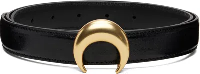Marine Serre Black Smooth Leather Moon Belt