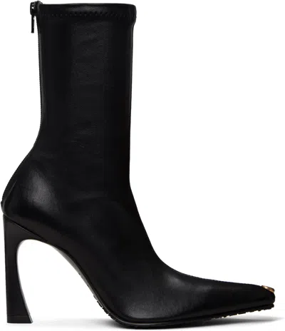 Marine Serre Black Smooth Leather Ms Kiss Ankle Boots