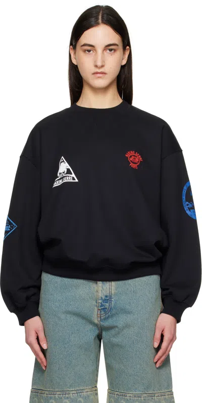 MARINE SERRE BLACK SOUVENIR FLEECE OVERSIZED SWEATSHIRT