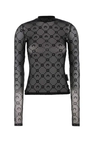 Marine Serre Black Stretch Mesh Top