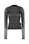 Marine Serre Black Stretch Mesh Top In Gray