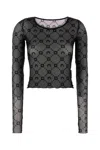 Marine Serre Stretch Nylon Top Embroidered Pattern In Black