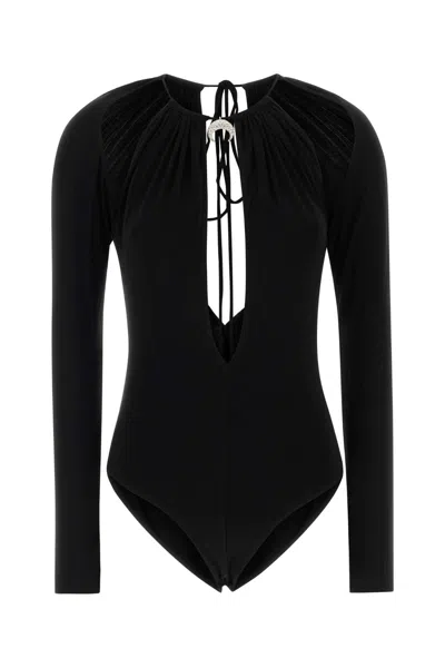MARINE SERRE BLACK STRETCH VISCOSE BODYSUIT