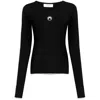 Marine Serre Turtleneck Sweater With Moon Logo And Rhinestones In Black