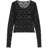 Marine Serre Monogram Mesh Flock Top In Black