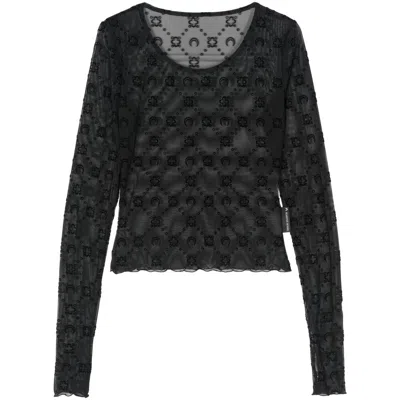 Marine Serre Monogram Mesh Flock Top In Multi