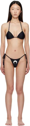 Marine Serre Black Jersey Moon Logo Bikini In Black
