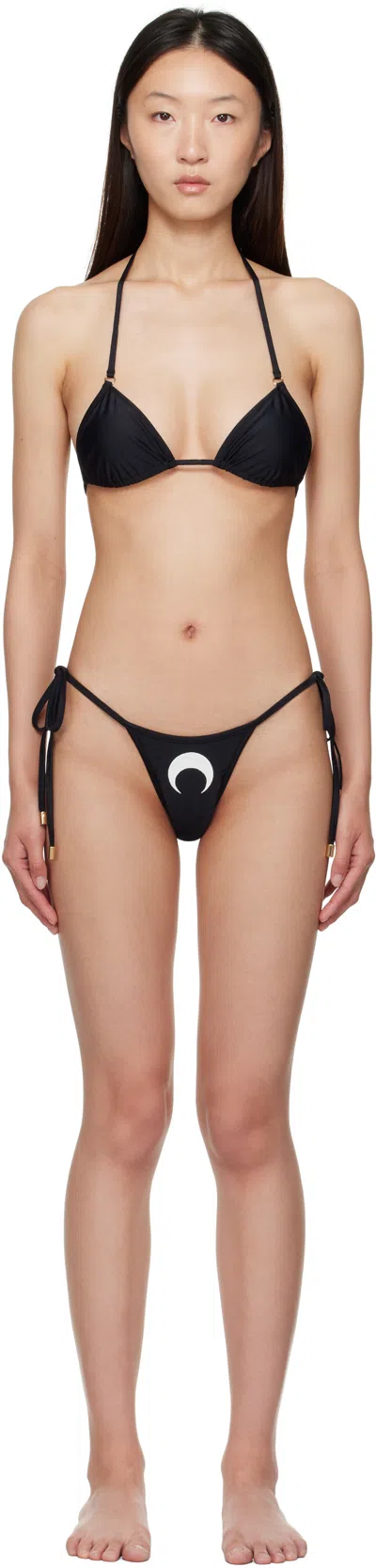 Marine Serre Black Swimwear Jersey Bikini