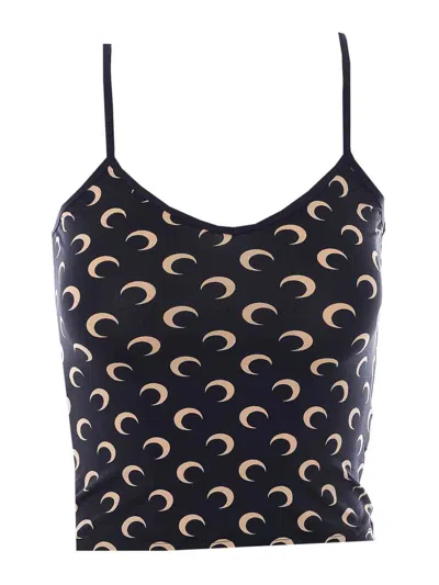 Marine Serre Black Tank Top In Blue