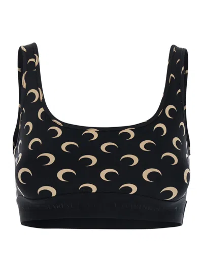 Marine Serre Fitted Underwear Top With Crescent Moon Pattern In Animal Print