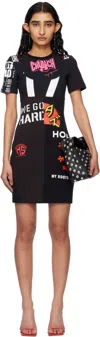 Marine Serre Black Upcycled Graphic T-shirts Minidress In Bk99 Black