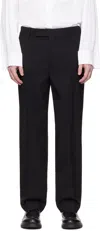 Marine Serre Black Virgin Wool Twill Pleated Trousers In Bk99 Black