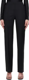 Marine Serre Black Virgin Wool Twill Wide Leg Trousers In Bk99 Black