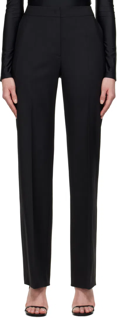 Marine Serre Black Virgin Wool Twill Wide Leg Trousers In Bk99 Black