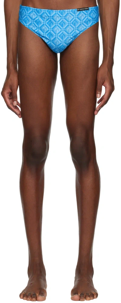 Marine Serre Moonogram Swim Trunks In 06 Moon Diamant Blue