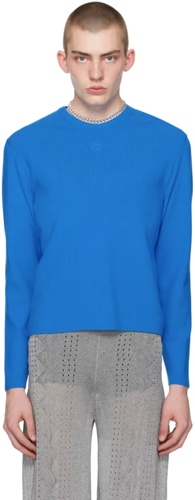 Marine Serre Blue Core Knit Sweater In Bl45 Azur