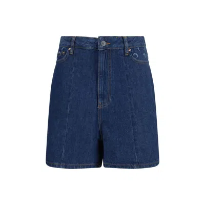 Marine Serre Blue Cotton Bermuda Shorts