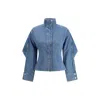 Marine Serre Moon Laser Blue Wash Denim Shirt In Blue