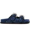 Marine Serre Monogram-print Double-buckle Sandals In Blue