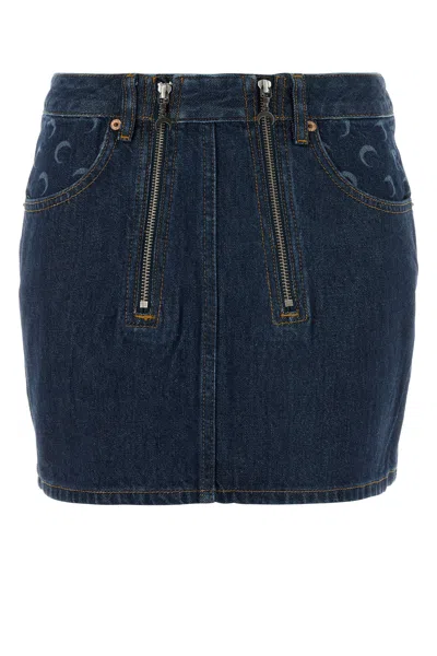Marine Serre Zipped Mini Skirt In Blue