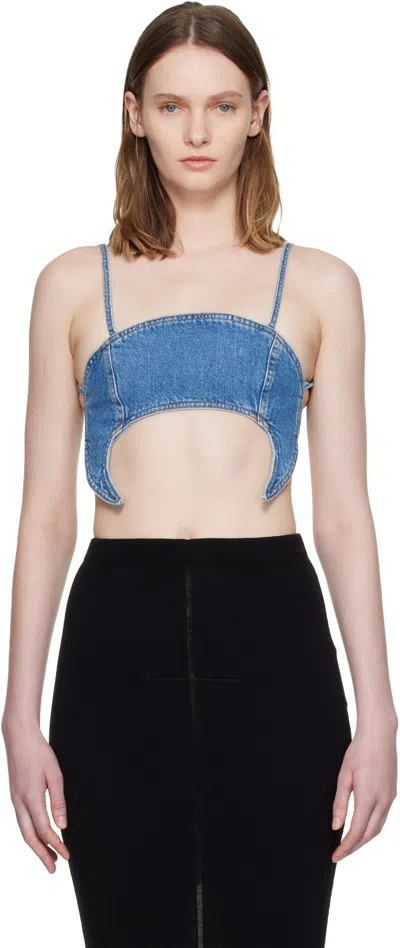 Marine Serre Blue Denim Moon Bra Top
