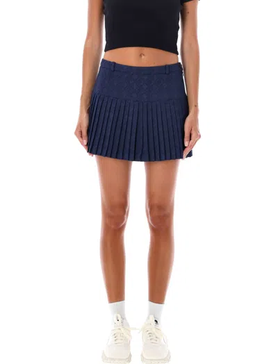 Marine Serre Blue Moon Diamond-jacquard Plaetd Mini Skirt