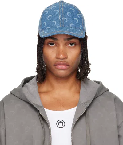 MARINE SERRE BLUE MOON LASER DENIM BASEBALL CAP