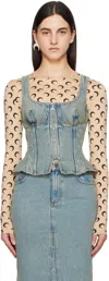 Marine Serre Blue Moon Laser Denim Corset Tank Top In Bg10 Light Beige