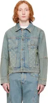 Marine Serre Denim Jacket With Collared Design And Pockets In Bg10 Light Beige