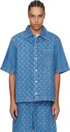 Marine Serre Denim Bow Shirt Bowling Moon In Bl05 Light Blue