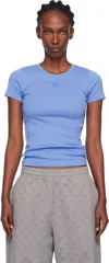 Marine Serre Blue Moon Logo Ribbed Jersey Baby Fit T-shirt In Blue