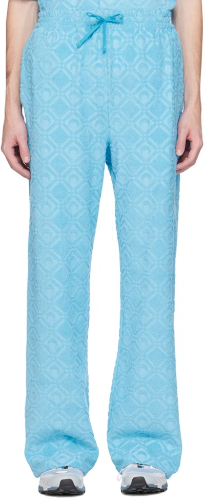 Marine Serre Moon Sponge Jacquard Track Trousers In Blue