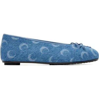 Marine Serre ブルー Moonogram デニム バレエシューズ In Blue